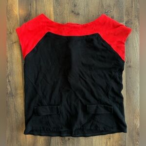 Ann Taylor Colorblock Top M Black Red Career Chic Workwear